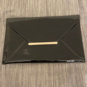 Faux patent leather envelope clutch